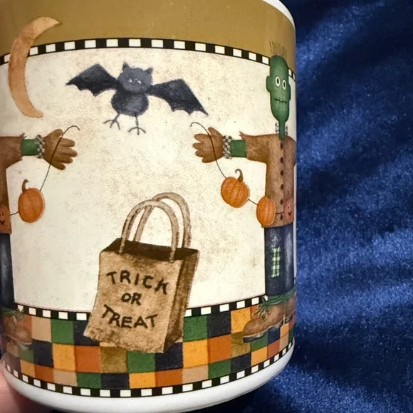 Pair of Halloween Mugs by Debbie Mumm  Owl, Crescent Moon, Frankenstein Oneida - Picture 12 of 15